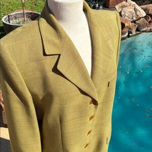 Linda Allard, Ellen Tracy Olive Green Plaid Women's Blazer Jacket 12